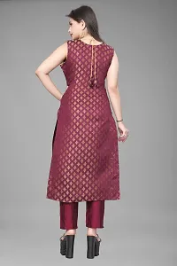 A-Line Maroon Woven Design Jacquard kurta Set-thumb2