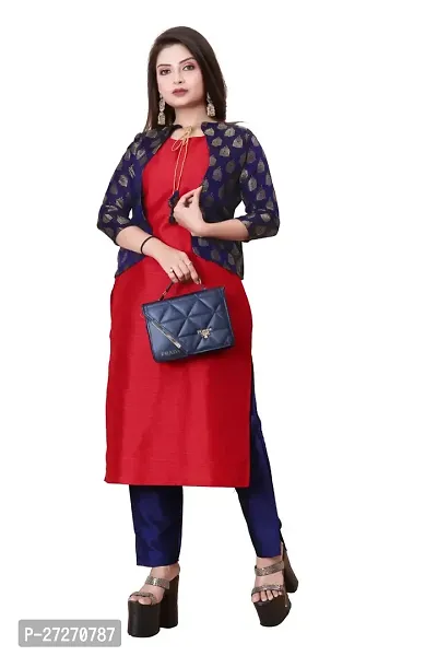 Stylish Soft Silk Kurta With Pant And Koti Set For Women-thumb0