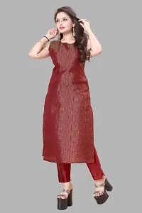 Elegant Maroon Woven Design Jacquard Kurta Pant With Dupatta For Women-thumb1