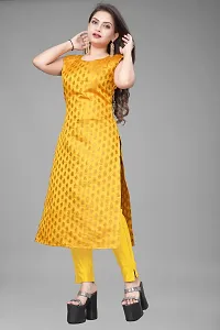 A-Line Yellow Woven Design Jacquard kurta Set-thumb1