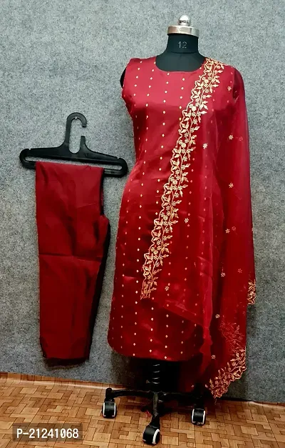 Stylish A-Line Maroon Jacquard Jacquard kurta Set