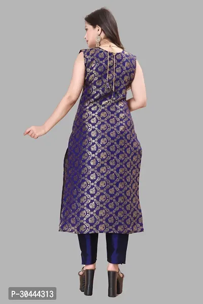 Stylish Navy Blue Jacquard Kurta, Bottom And Dupatta Set For Women-thumb3