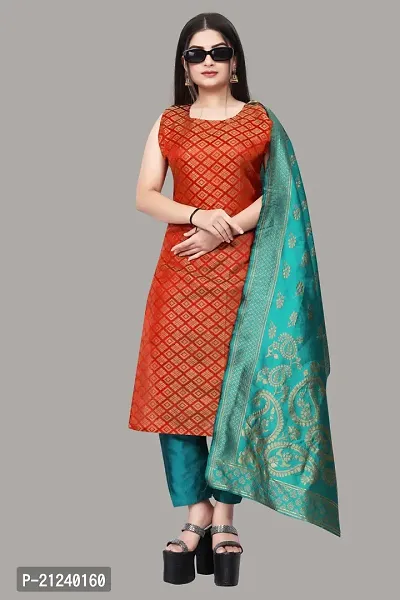 Stylish A-Line Red Jacquard Jacquard kurta Set