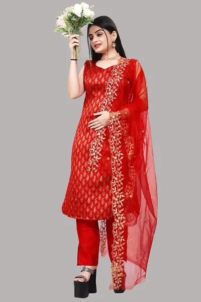 Banarasi Silk Kurta With Bottom Wear And Dupatta Set