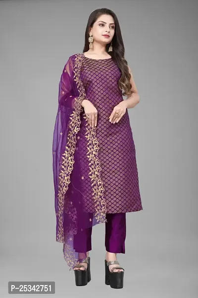 Beautiful Jacquard Woven Design Kurta Bottom and Dupatta Set