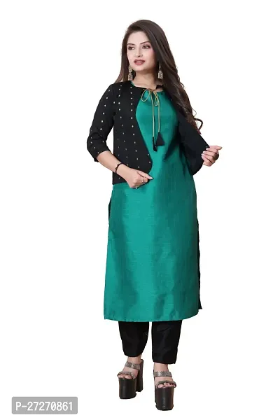 Stylish Soft Silk Kurta With Pant And Koti Set For Women-thumb0