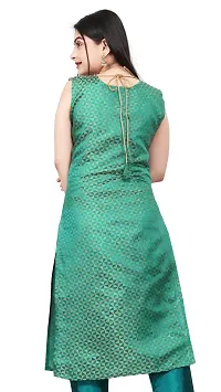 Stylish A-Line Olive Woven Design Jacquard kurta Set-thumb1