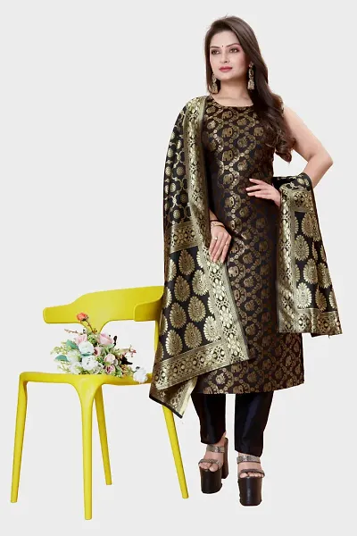 Stylish Banarasi Silk Jacquard Unstitched Suit