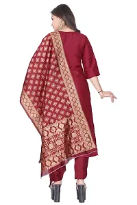 Stylish Maroon Silk Kurta, Bottom And Dupatta Set For Women-thumb2