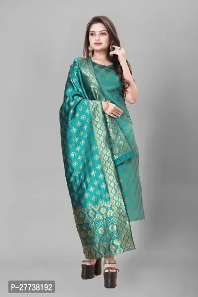 Elegant Banarasi Silk Jacquard Weave Dress Material with Dupatta For Women