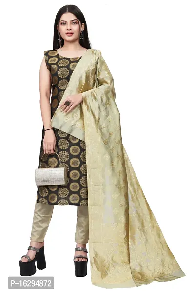 Stylish Fancy Jacquard Unstitched Dress Material Top With Bottom And Dupatta Set For Women