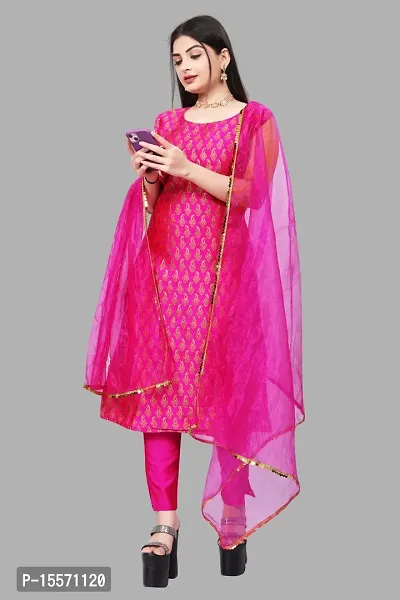 Stylish Fancy Banarasi Silk Kurta With Bottom Wear And Dupatta Set For Women