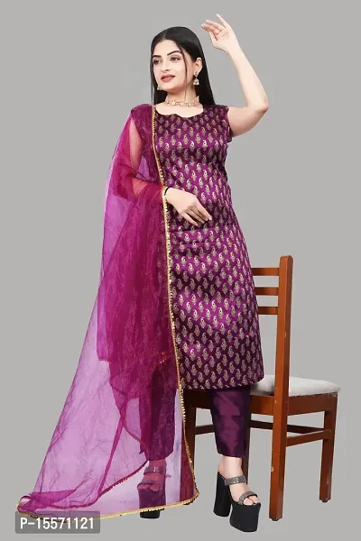 Stylish Fancy Banarasi Silk Kurta With Bottom Wear And Dupatta Set For Women-thumb0