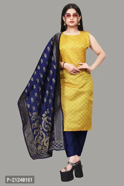 Stylish A-Line Yellow Jacquard Jacquard kurta Set-thumb0