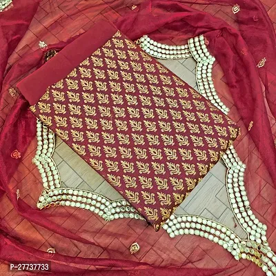 Elegant Banarasi Silk Jacquard Weave Dress Material with Dupatta For Women