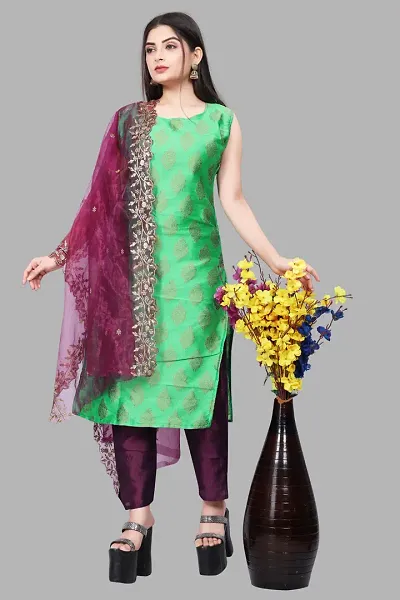 Stylish A-Line Jacquard Kurta Set