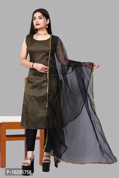 Stylish Fancy Jacquard Unstitched Dress Material Top With Bottom And Dupatta Set For Women