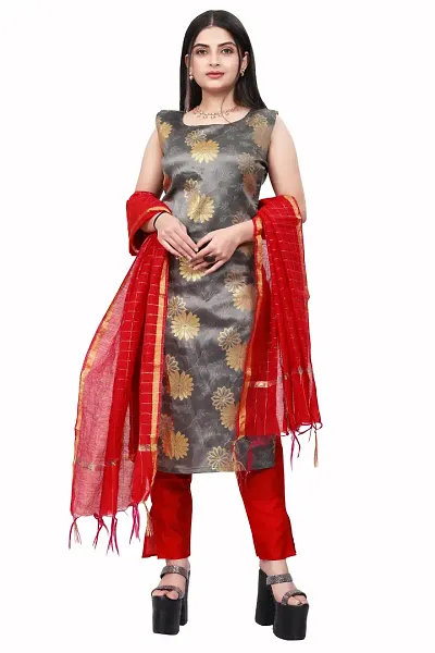 Elegant Jacquard Jacquard Weave Dress Material With Dupatta For Women