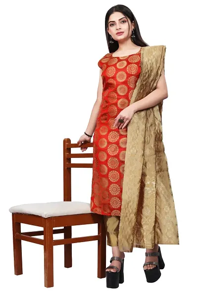 Elegant Jacquard Art Silk Kurta with Pant And Dupatta Set