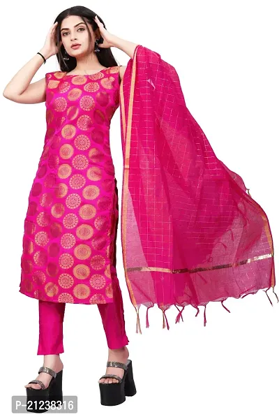 Stylish A-Line Pink Jacquard Jacquard kurta Set-thumb0