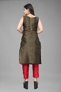 A-Line Black Woven Design Jacquard Kurti-thumb1