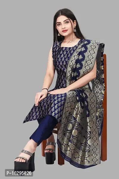 Stylish Fancy Jacquard Unstitched Dress Material Top With Bottom And Dupatta Set For Women