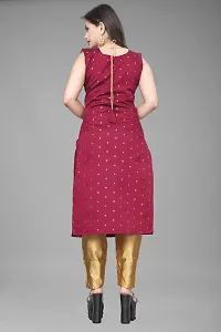 A-Line Maroon Woven Design Jacquard Kurti-thumb1