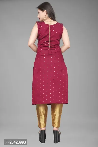 A-Line Maroon Woven Design Jacquard Kurti-thumb2