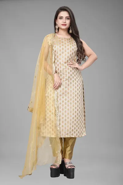 A-Line Woven Design Jacquard Kurta Set