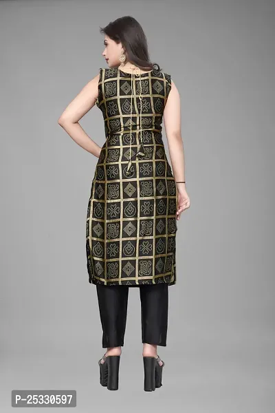 A-Line Black Woven Design Jacquard kurta Set-thumb2