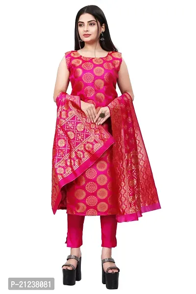 Stylish A-Line Pink Jacquard Jacquard kurta Set-thumb0