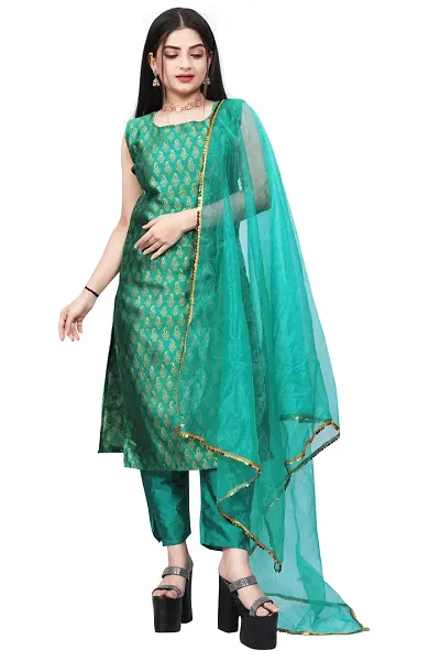 Stylish Fancy Banarasi Silk Kurta With Bottom Wear And Dupatta Set For Women