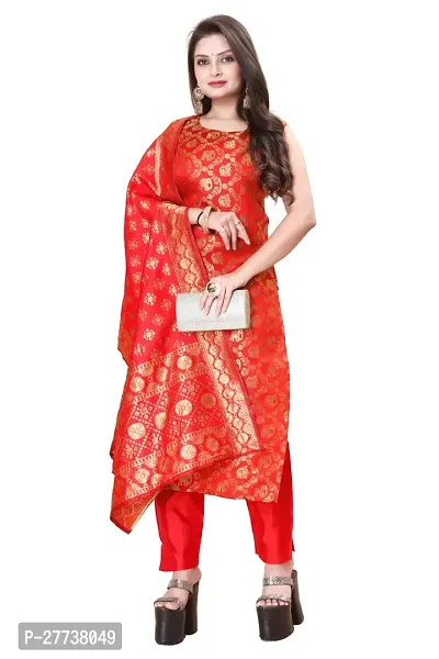 Elegant Banarasi Silk Jacquard Weave Dress Material with Dupatta For Women