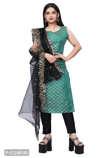 Stylish A-Line Teal Jacquard Jacquard kurta Set