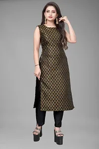 A-Line Black Woven Design Jacquard kurta Set-thumb1