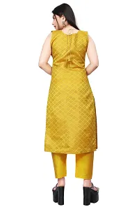 A-Line Yellow Woven Design Jacquard Kurti-thumb1