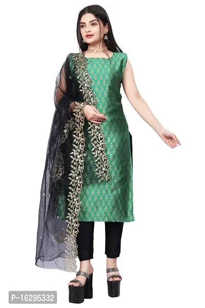 Stylish Fancy Jacquard Unstitched Dress Material Top With Bottom And Dupatta Set For Women