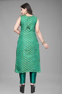 A-Line Teal Woven Design Jacquard kurta Set-thumb3