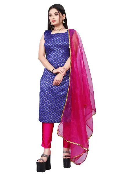 Stylish Jacquard Kurta And Pant With Dupatta Set For Women