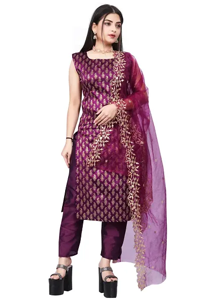 Stylish Fancy Banarasi Silk Kurta With Bottom Wear And Dupatta Set