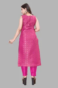 Elegant Pink Woven Design Jacquard A-Line Kurta Pant With Dupatta For Women-thumb2