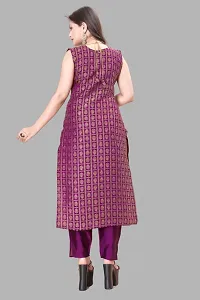 Elegant Purple Woven Design Jacquard A-Line Kurta Pant With Dupatta For Women-thumb2