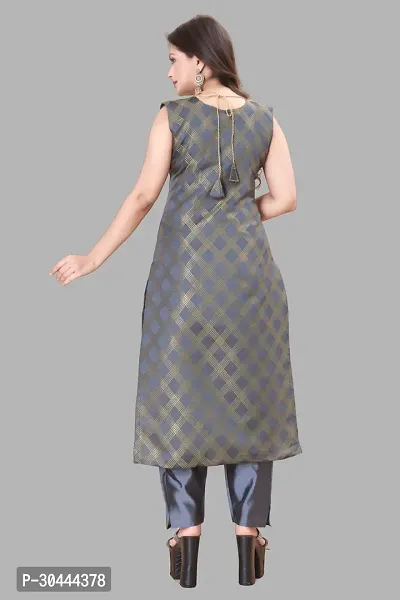 Stylish Grey Jacquard Kurta, Bottom And Dupatta Set For Women-thumb3