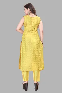 Elegant Yellow Woven Design Jacquard A-Line Kurta Pant With Dupatta For Women-thumb2