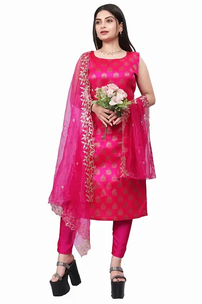 Elegant Banarasi Silk Jacquard Weave Dress Material with Dupatta For Women