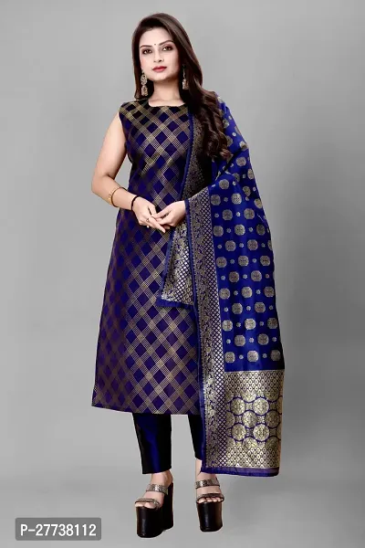 Elegant Banarasi Silk Jacquard Weave Dress Material with Dupatta For Women