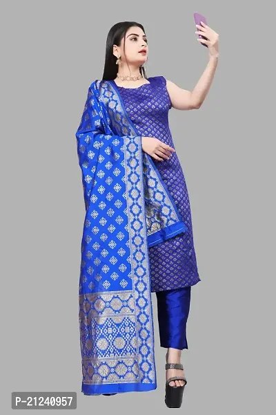 Stylish A-Line Blue Jacquard Jacquard kurta Set-thumb0