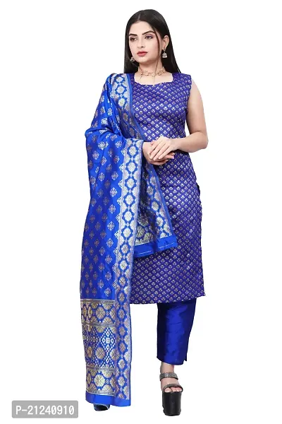 Stylish A-Line Blue Jacquard Jacquard kurta Set-thumb0