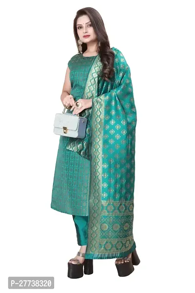 Elegant Banarasi Silk Jacquard Weave Dress Material with Dupatta For Women-thumb0