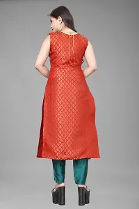 A-Line Red Woven Design Jacquard Kurti-thumb1